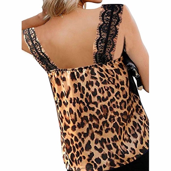 Women’s Boutique Lace Trim Leopard Cheetah Cami - Picture 4 of 4